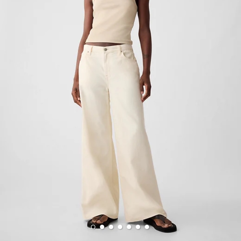Gap Mid Rise UltraSoft Baggy Jeans - Ecru Beige